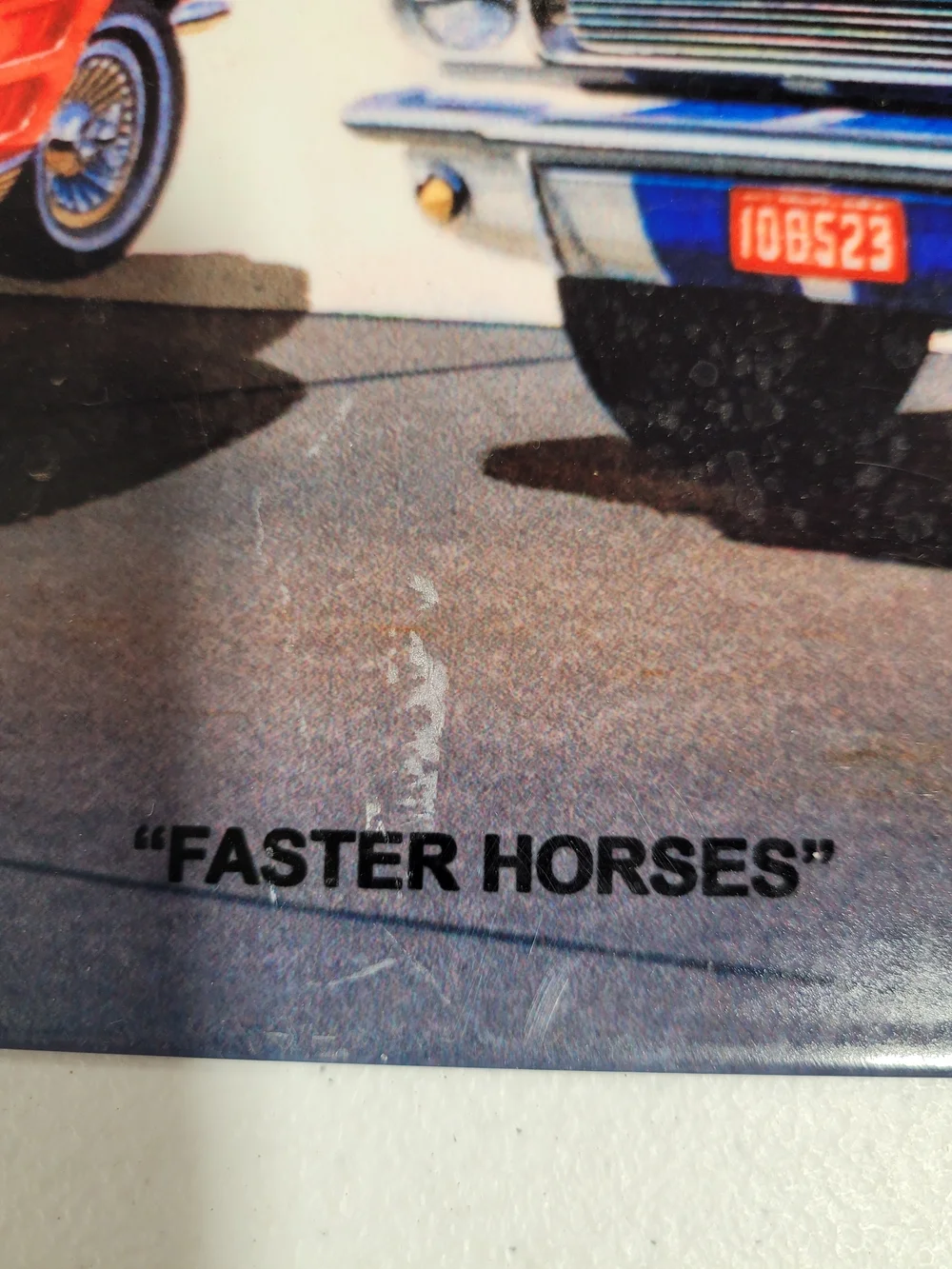 Mobil 'Faster Horses' Vintage Gas Station Wall Art - Red, Blue, White
